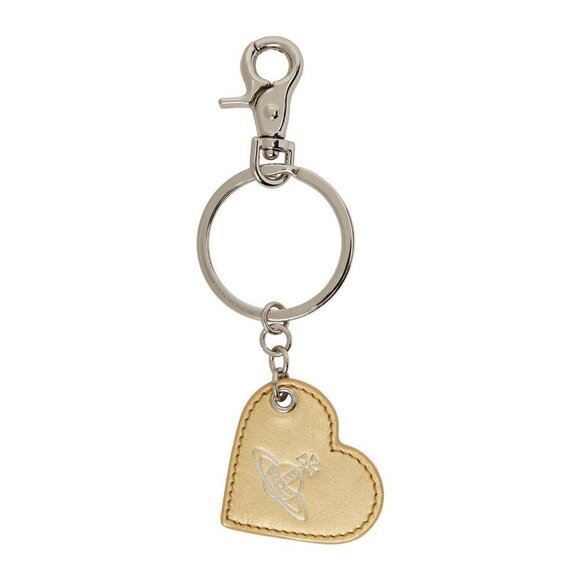 VIVIENNE WESTWOOD Accessories - VIVIENNE WESTWOOD Grained Leather Gold Orb Keychain - NIB